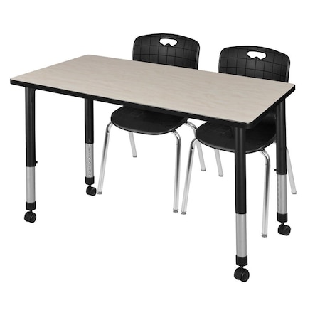 Regency Tables > Height Adjustable > Rectangular Mobile Table & Chair Sets, 48 W, 30 L, 23-34 H, Maple MT4830PLAPCBK40BK